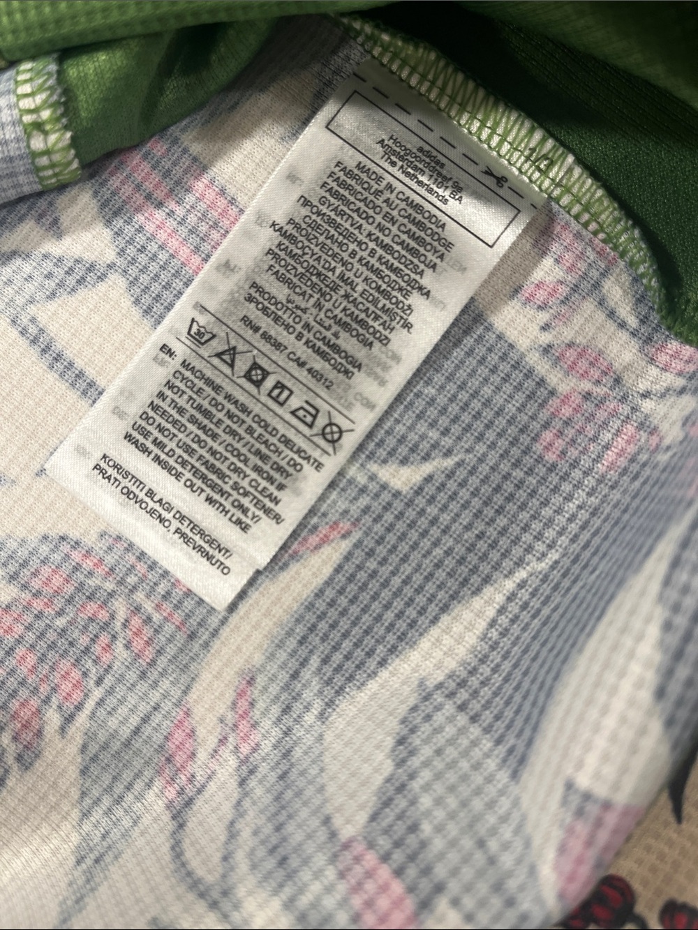 adidas Cream Green Pink Tropical Parrot Short Sleeve Tee - Picture 8 of 9